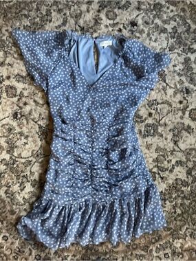 Promesa Floral Babydoll Dress Womens Size Medium Boho Summer Vacation Event Blue